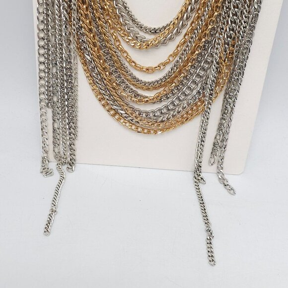 Zara Gold Silver Multi-Chain Heavy Black Faux Leather Belt NWTs READ ME - Picture 5 of 7